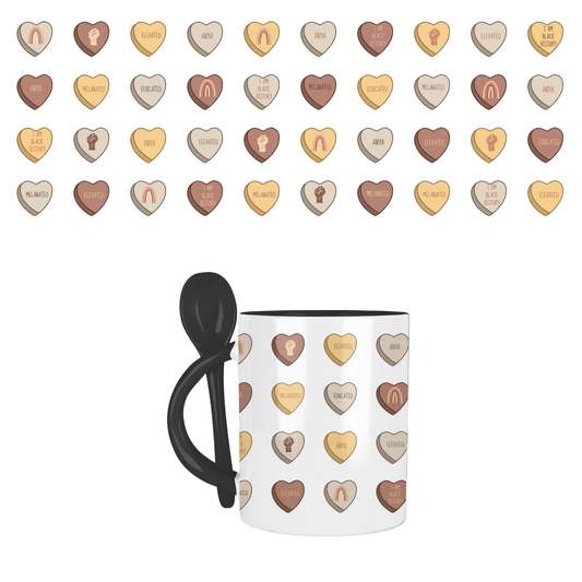 Black Love Candy Hearts Mug – Personalized Black History Month Mug