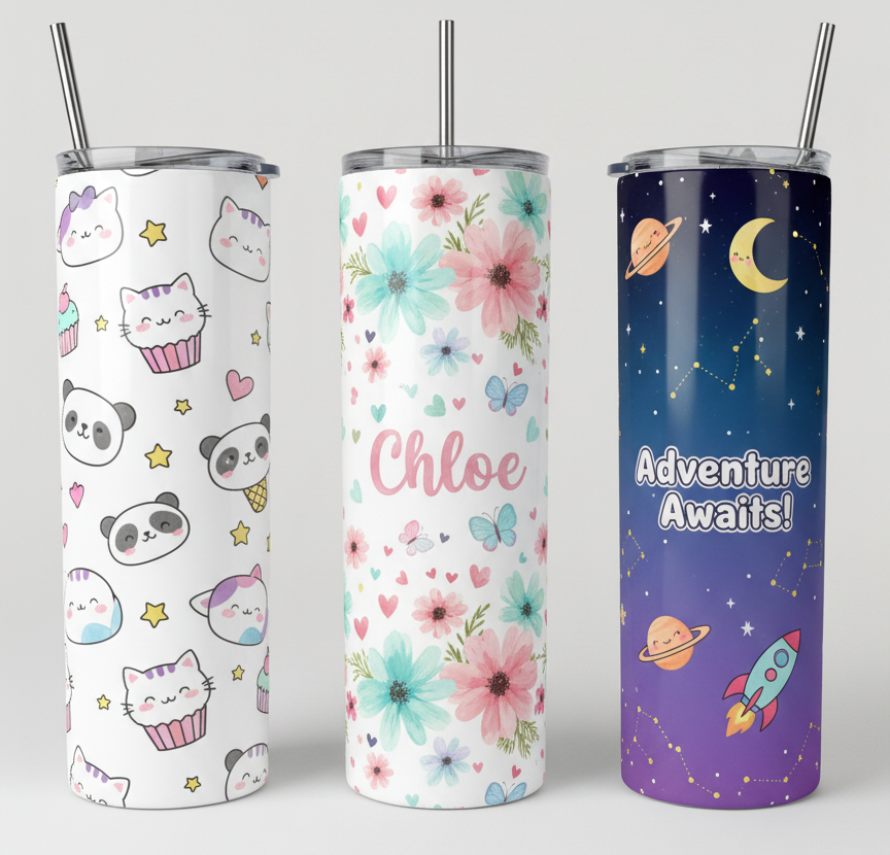 20 oz Stainless Steel Tumbler with Straw