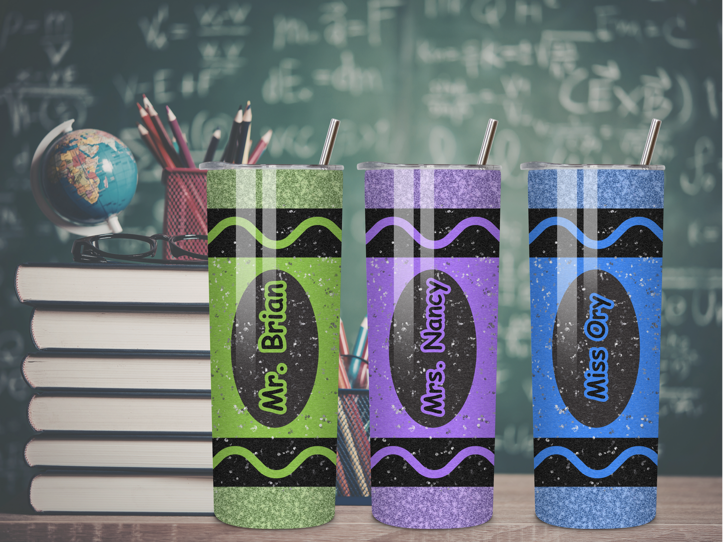 Crayon Glitter Name Tumbler