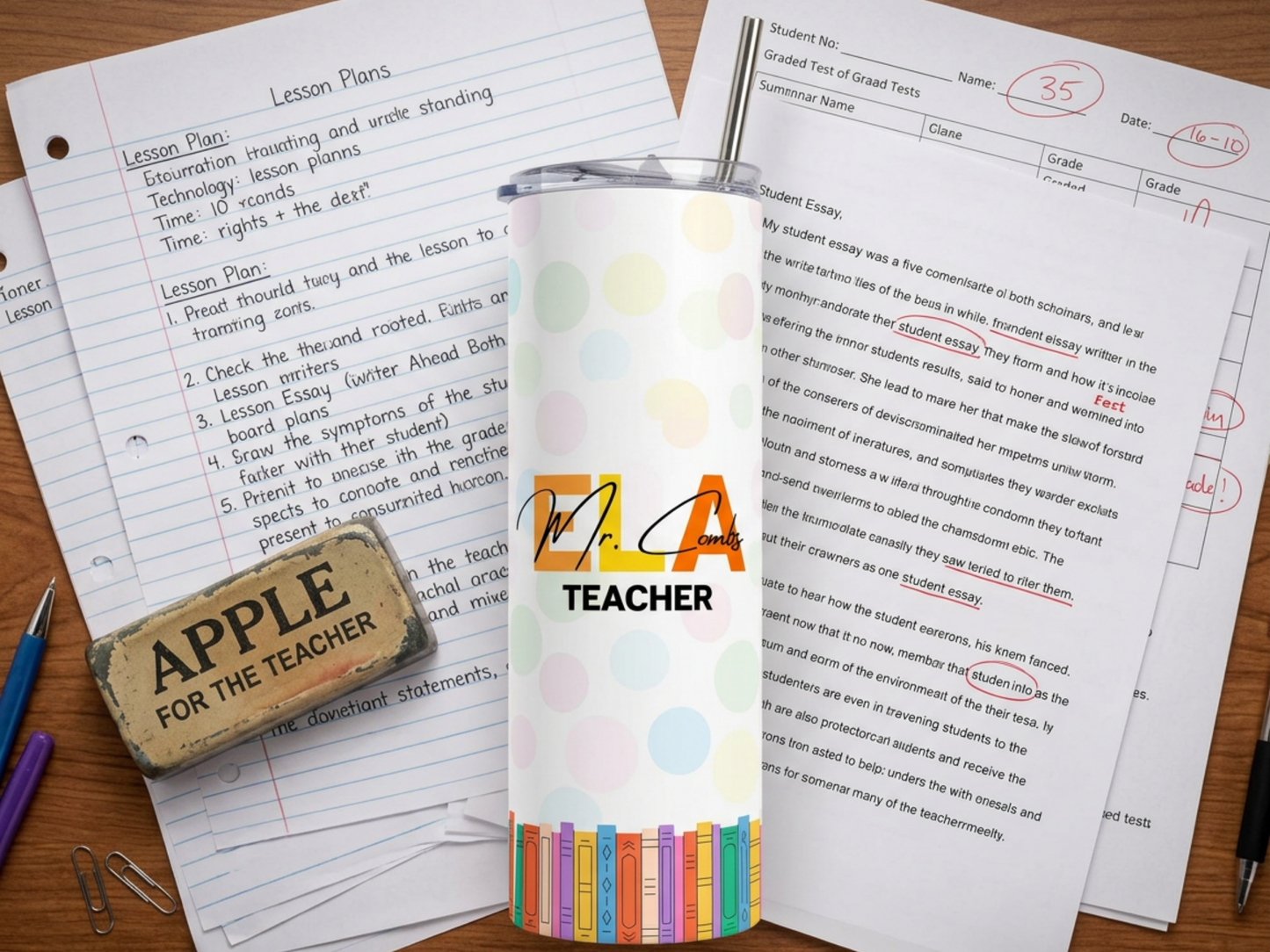 ELA Teacher Colorful Name Tumbler