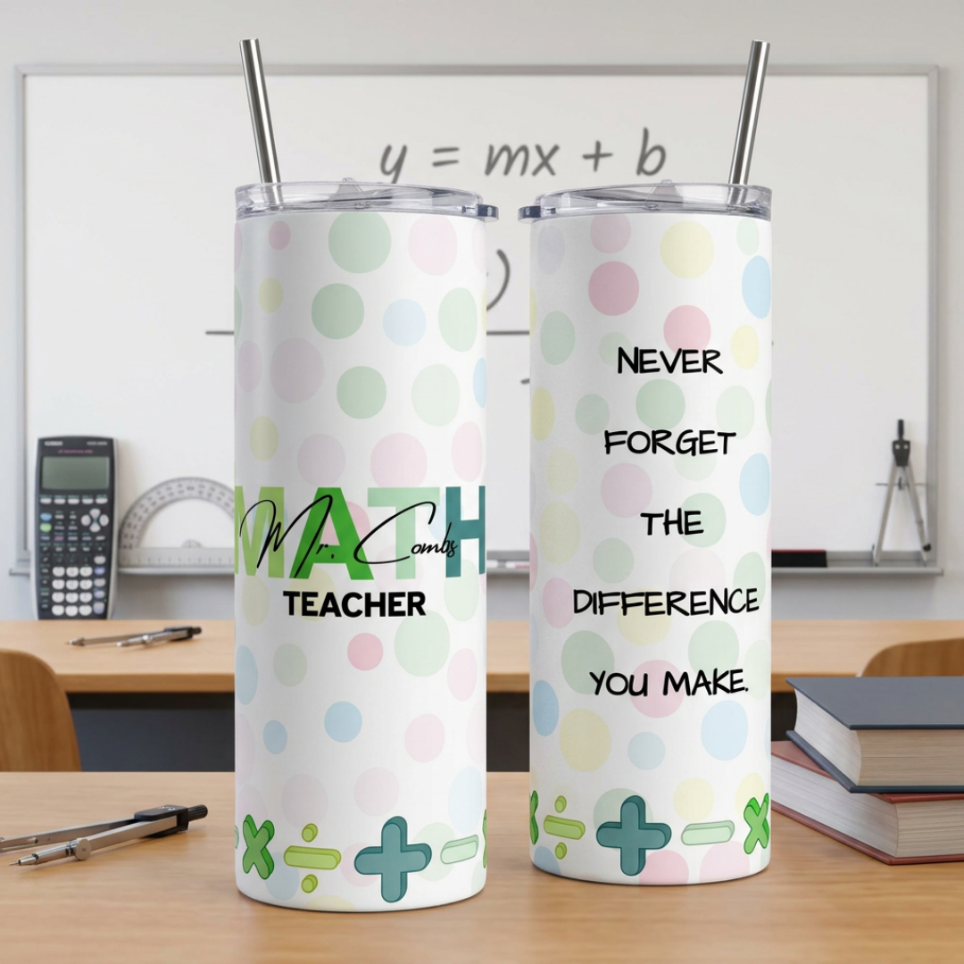 Math Teacher Colors Name Tumbler